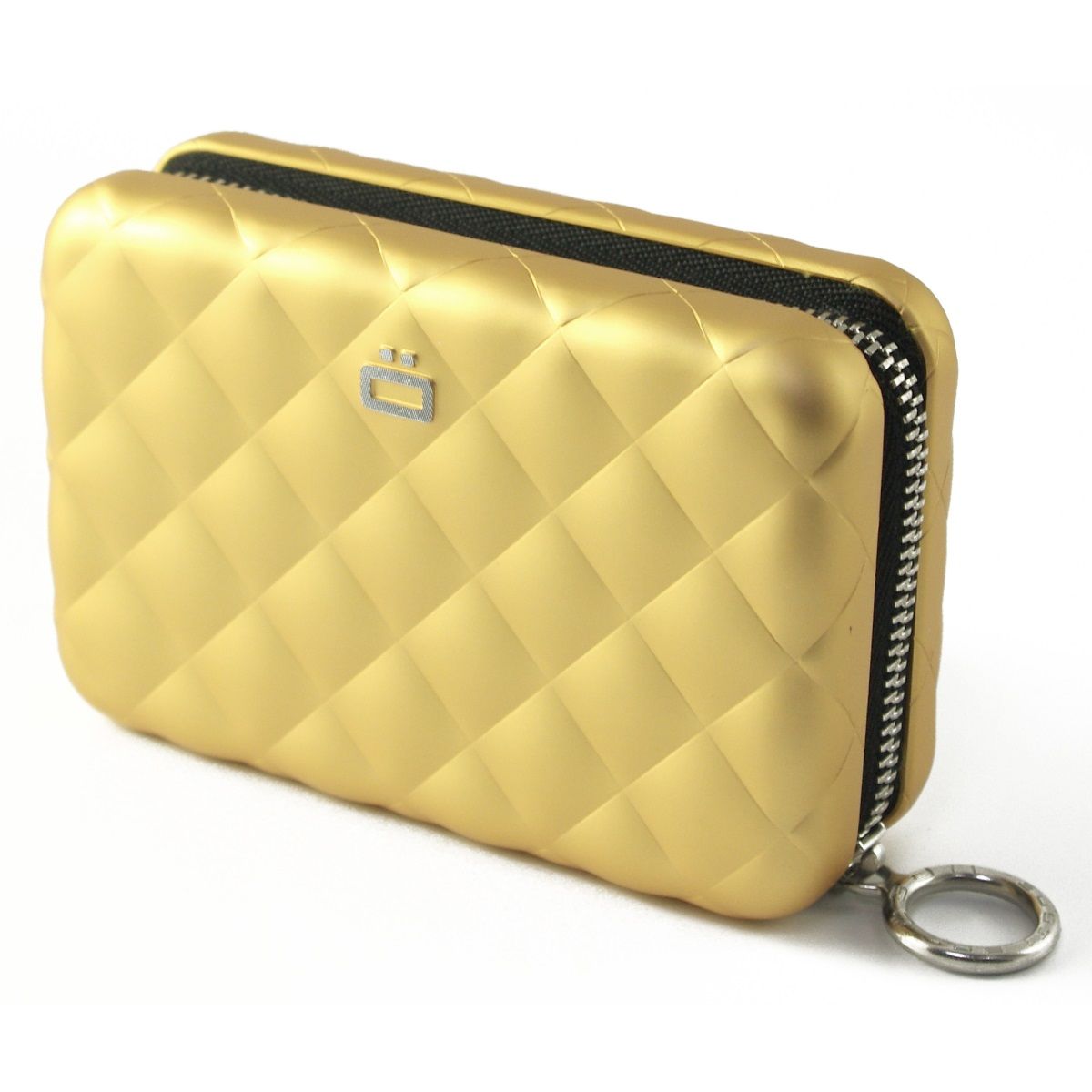 OGON Aluminum Wallet Quilted Zipper - Gold